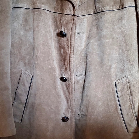 Vintage Jack Fraser Shearling Suede Leather Coat 42 M 70s - Picture 10 of 10